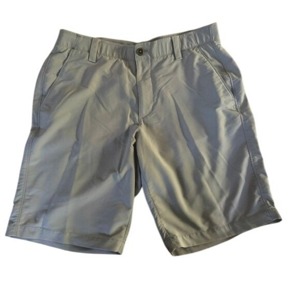 Under Armour Mens Golf Shorts Light Gray Flat Front Performance Size 34 Active